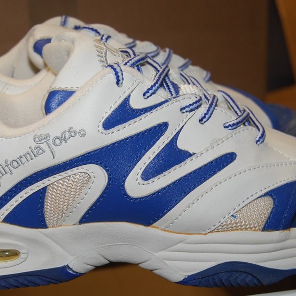 OPEN TOE BLUE AND WHITE TENNIS SHOES - Picture 2 of 6